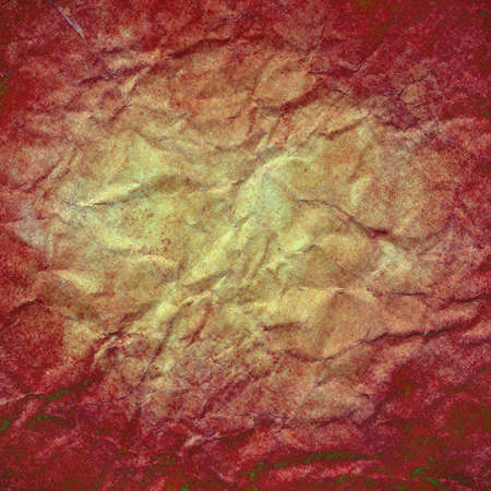 old wrinkled paper background gold beige center and dark red border design, grunge vintage red paint texture frame with faded center, red white paper texture, elegant distressed wall paint の写真素材