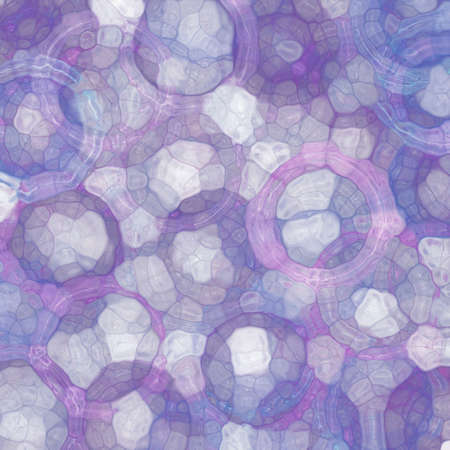 abstract stained glass textured purple and pink background, rings and circle shapes in random patternの写真素材