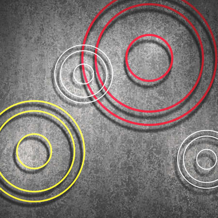black grunge background with abstract circle shapes in modern art design style layout, ring layers have shadows and lighting for dramatic effect, cool black background for website or graphic art designsの写真素材