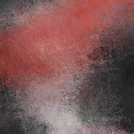 old messy grunge painted background in red white and black peeling vintage texture design, stains and dirty grime on shabby material surfaceの写真素材