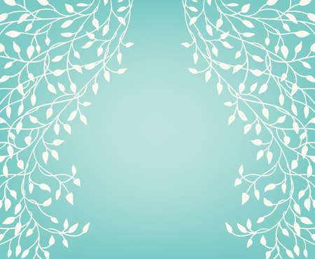 ivy vine vector in white border design element on blue green background, pretty climbing leaves in elegant hand drawn wedding announcement or invitation, or website and brochuresのイラスト素材