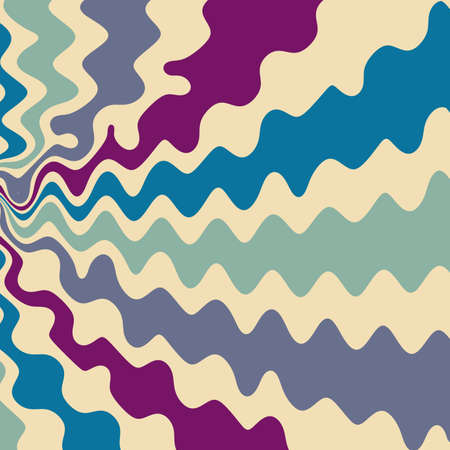 abstract wavy lines in background pattern with a vintage color palette of purple blue green and...
