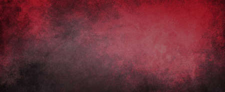Old red background with black grunge texture, textured red peeling paint on cement or metal wall in...