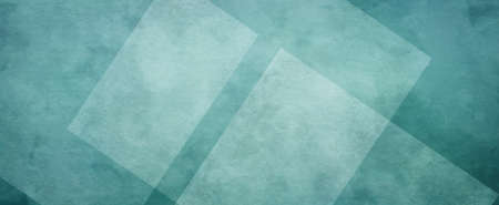 blue green background with white layers of textured transparent diamonds or square shapes in geometric designの写真素材