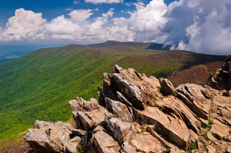 Early spring view of the Blue Ridge Mountains from Hawksbill Summit, Shenandoah National Park, Virginia  の写真素材