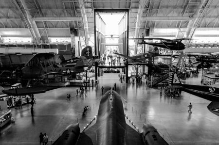 Overlooking the SR-71 Blackbird, inside the Air and Space Museum Udvar-Hazy Center, in Chantilly, Virginia   のeditorial素材