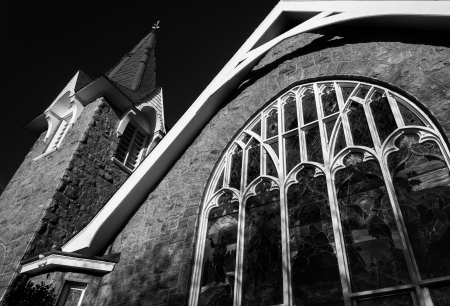 Black and white image of a church in Cape May, New Jersey.の写真素材