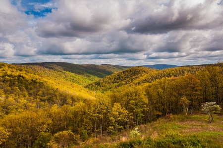 Evening light on the Blue Ridge Mountains seen from Skyline Drive in Shenandoah National Park,...