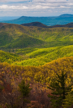 Spring colors in the Appalachians, seen from Blackrock Summit in Shenandoah National Park, Virginia.の写真素材