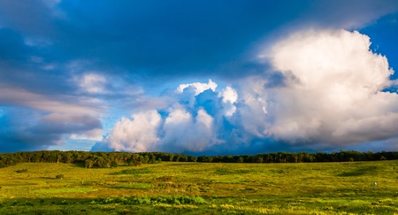 Beautiful evening clouds over Big Meadows in Shenandoah National Park, VA.の写真素材