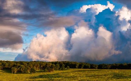 Beautiful evening clouds over Big Meadows in Shenandoah National Park, VA.の写真素材