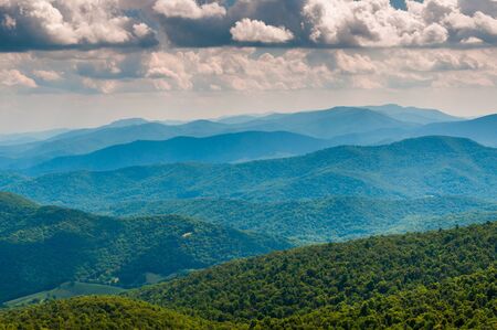 View of the Blue Ridge Mountains from North Marshall in Shenandoah National Park, Virginia.の写真素材