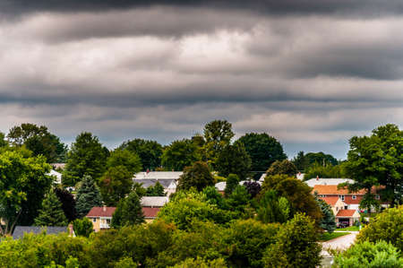 View of houses in a residential area in Shrewsbury, Pennsylvania.の写真素材