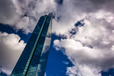 Clouds over the modern John Hancock Building in Boston, Massachusetts.の写真素材