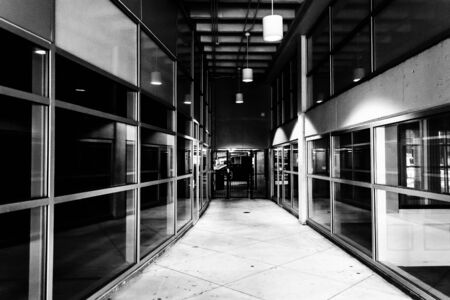 Modern architecture in a hallway in downtown York, Pennsylvania.のeditorial素材