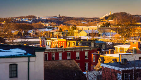 View of buildings in York, Pennsylvania from a parking garage.の写真素材