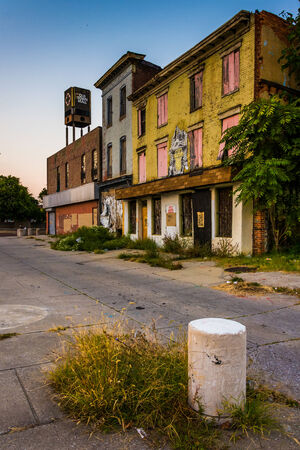 Abandoned shops at Old Town Mall, in Baltimore, Maryland.のeditorial素材
