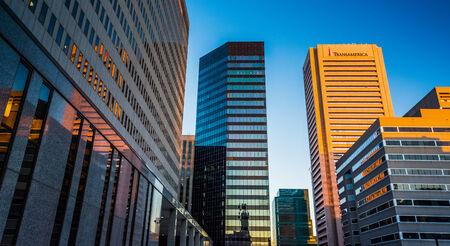Highrises at Hopkin's Plaza in downtown Baltimore, Maryland.のeditorial素材