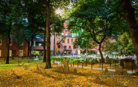 Historic cemetary in Boston, Massachusetts.のeditorial素材