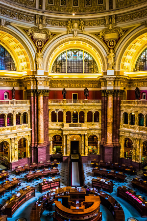 The Main Reading Room, in the Library of Congress, Washington, DC.のeditorial素材
