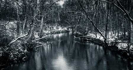 Winter view of a stream in rural York County, Pennsylvania.