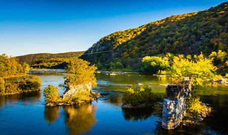 Remains of a bridge in the Shenandoah River, in Harper's Ferry, West Virginia.
