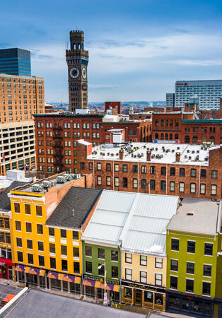 View of buildings from a parking garage in Baltimore, Maryland.のeditorial素材