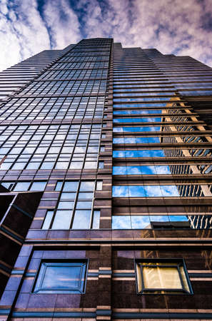 Reflections in a skyscraper in Center City, Philadelphia, Pennsylvania.