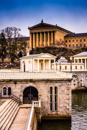 The Fairmount Water Works and Museum of Art in Philadelphia, Pennsylvania.のeditorial素材