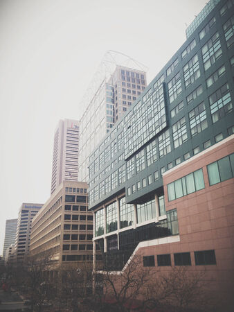 Buildings on Pratt Street in downtown Baltimore, Maryland.のeditorial素材