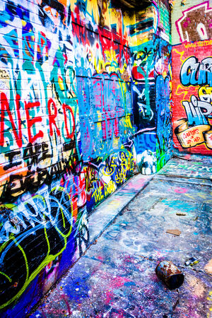 Colorful designs in Graffiti Alley, Baltimore, Maryland.のeditorial素材