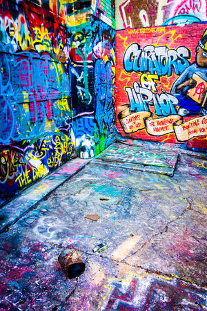 Colorful designs in Graffiti Alley, Baltimore, Maryland.のeditorial素材