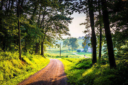 Dirt road in rural York County, Pennsylvania.の写真素材
