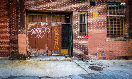 Graffiti on an abandoned building in Baltimore, Maryland.の写真素材