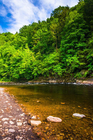 The Lehigh River at Lehigh River State Park, Pennsylvaniaの写真素材
