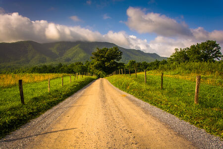 Dirt road at Cade's Cove , Great Smoky Mountains National Park, Tennessee.の写真素材