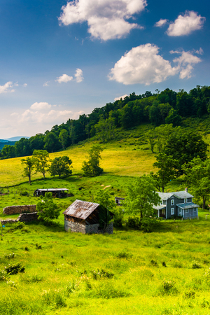View of a farm in the rural Potomac Highlands of West Virginia.の写真素材