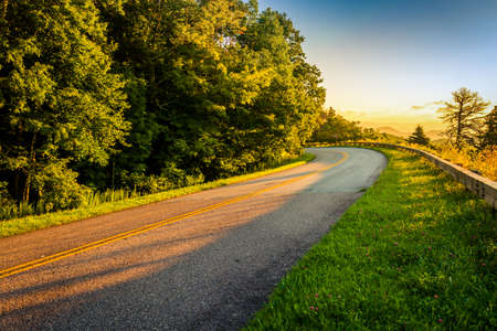 The Blue Ridge Parkway at sunrise, in North Carolina.