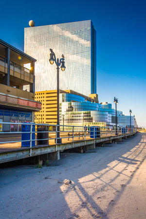 The boardwalk and Revel Casino Hotel, in Atlantic City, New Jersey.のeditorial素材