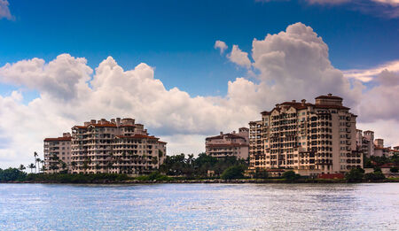 Fisher Island, seen from South Beach, Miami, Florida.のeditorial素材