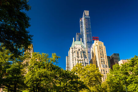 Skyscrapers in Midtown Manhattan seen from Central Park, New York.のeditorial素材