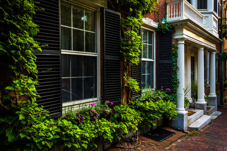 Beautiful houses in Beacon Hill, Boston, Massachusetts.のeditorial素材
