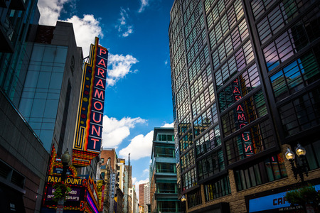 Paramount Theater, along Washington Street in Boston, Massachusetts.
