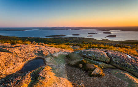 Sunrise view from Caddilac Mountain in Acadia National Park, Maine.の写真素材