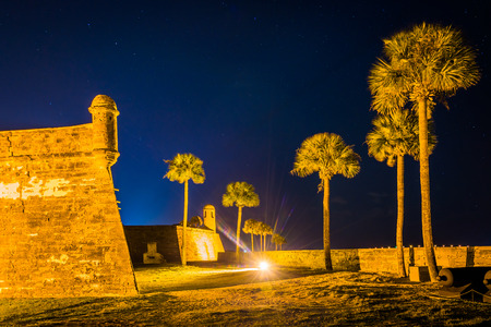 Castillo de San Marcos at night, in St. Augustine.の写真素材