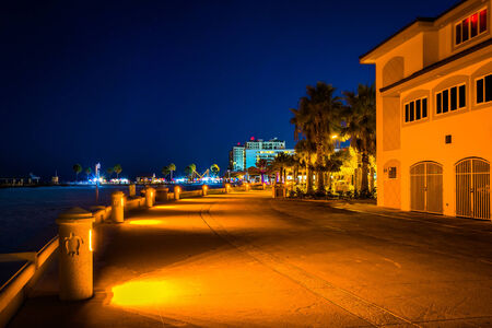Building along a path at night in Clearwater Beach, Florida.の写真素材