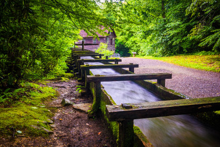 Flume and trail at Mingus Mill, Great Smoky Mountains National Park, North Carolina.