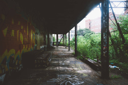Graffiti at Reading Viaduct in Philadelphia, Pennsylvania.の写真素材