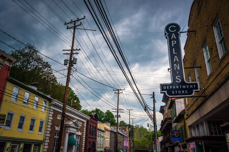 Shops along Main Street in Ellicott City, Maryland.のeditorial素材