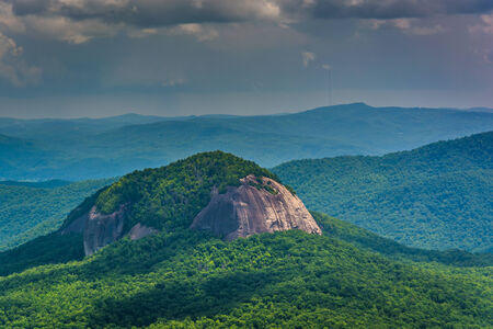 View of Looking Glass Rock from the Blue Ridge Parkway in North Carolina.の写真素材